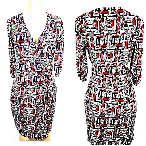 Laundry Shelli Segal Wrap Dress sz S Vneck - Picture 1 of 8